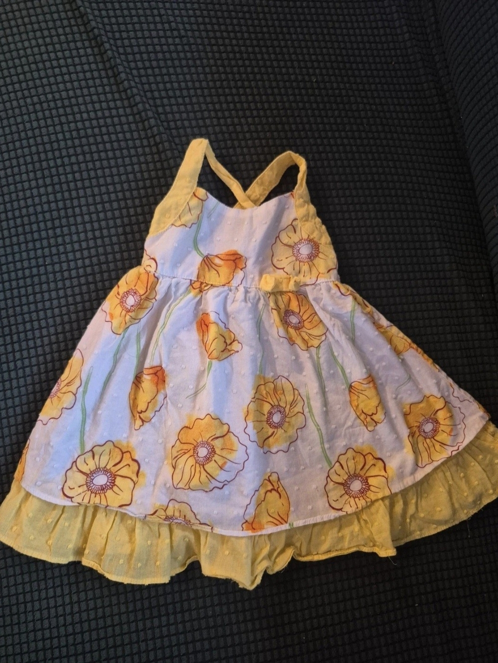 Penelope Mack Yellow Floral Sundress with Ruffle Hem